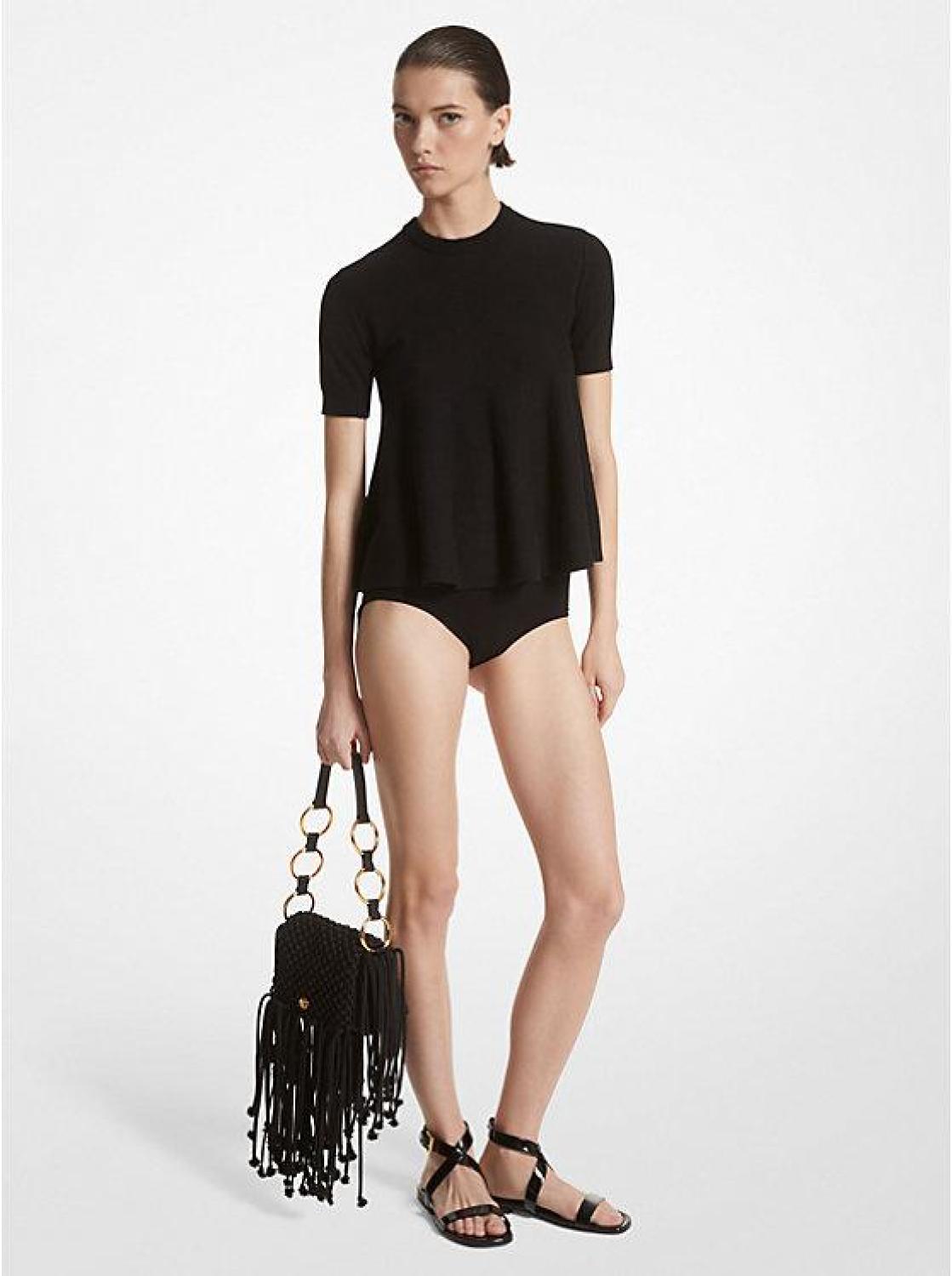 Cashmere Short-Sleeve Baby Doll Top