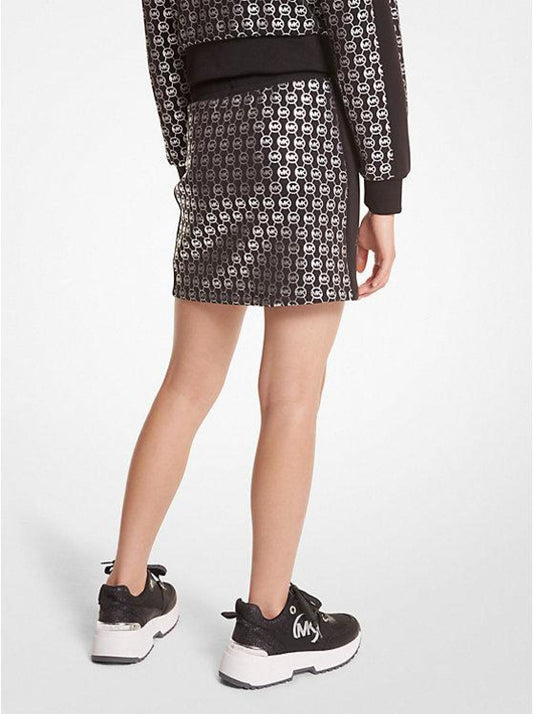 Metallic Logo Stretch Knit Skirt
