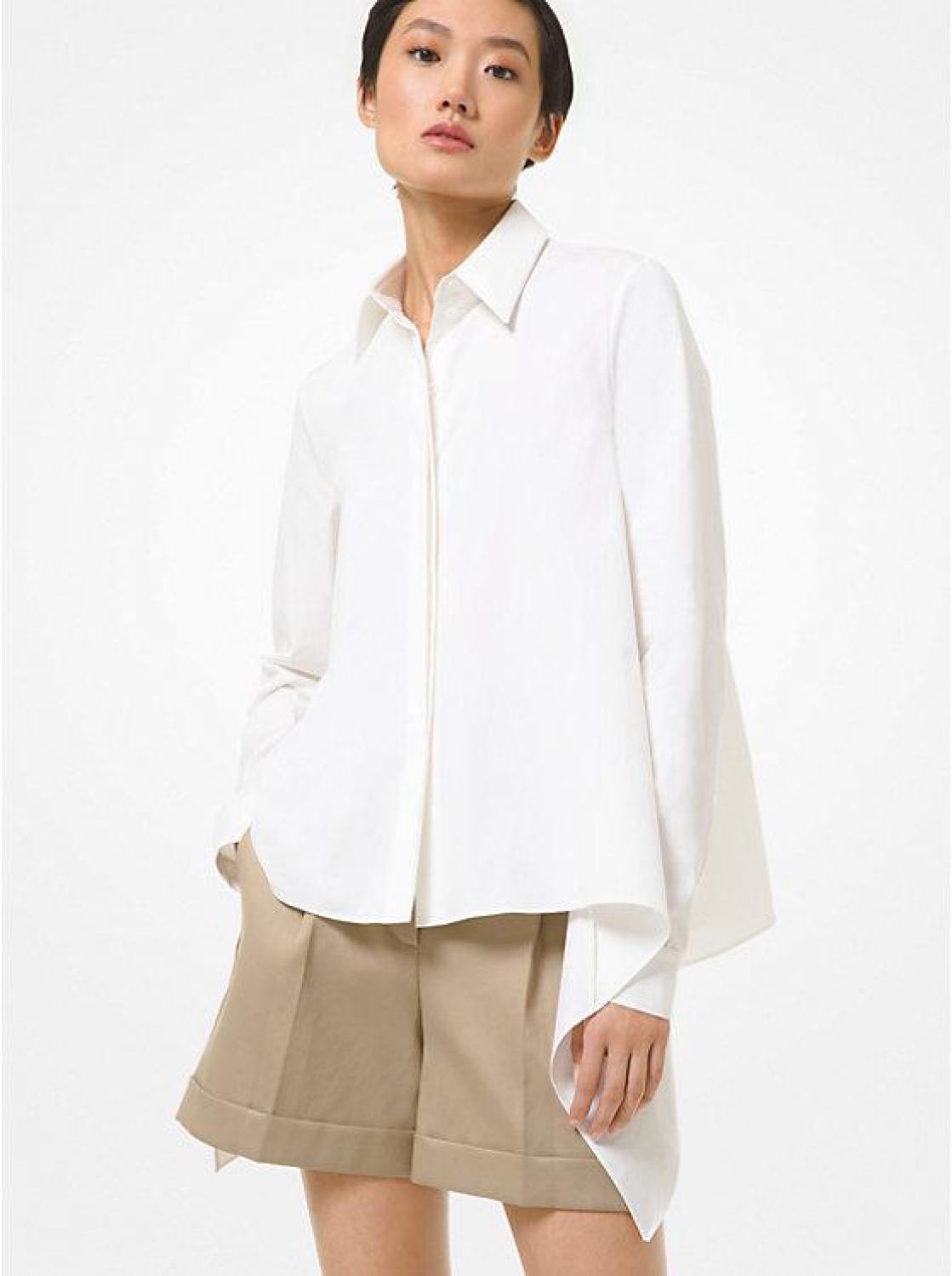 Stretch Organic Cotton Poplin Draped Shirt