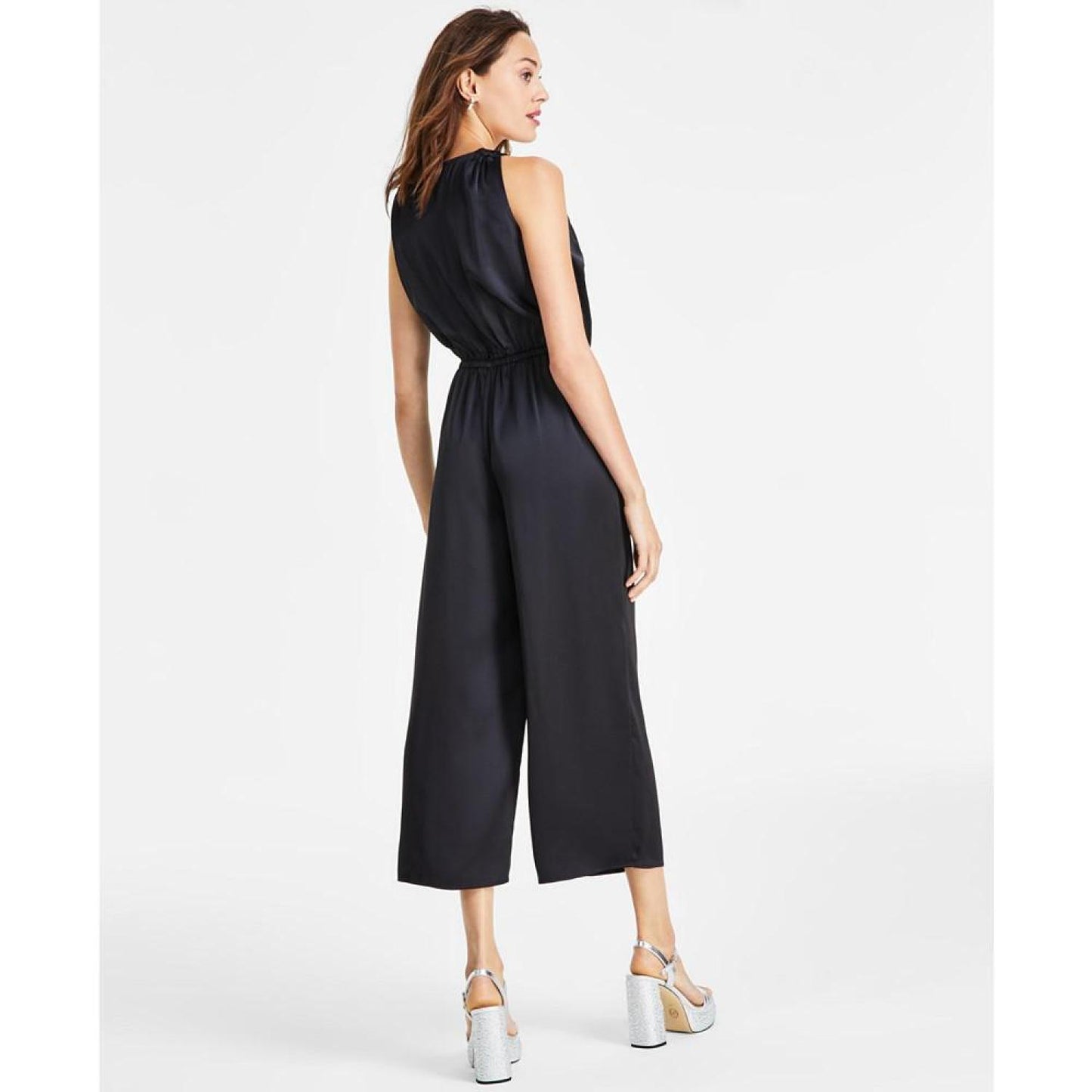 Women's Rhinestone-Strap Surplice Jumpsuit, Regular & Petite