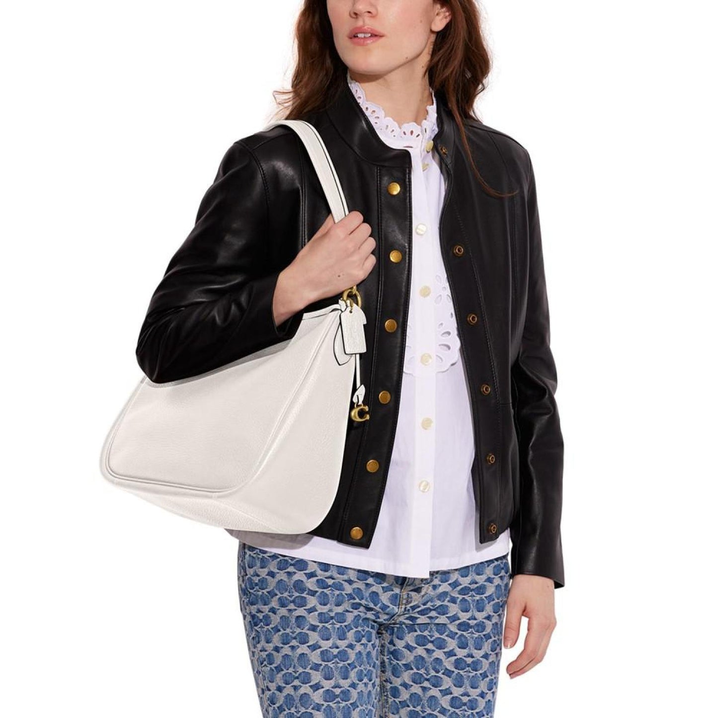 Soft Pebble Leather Cary Shoulder Bag with Convertible Straps