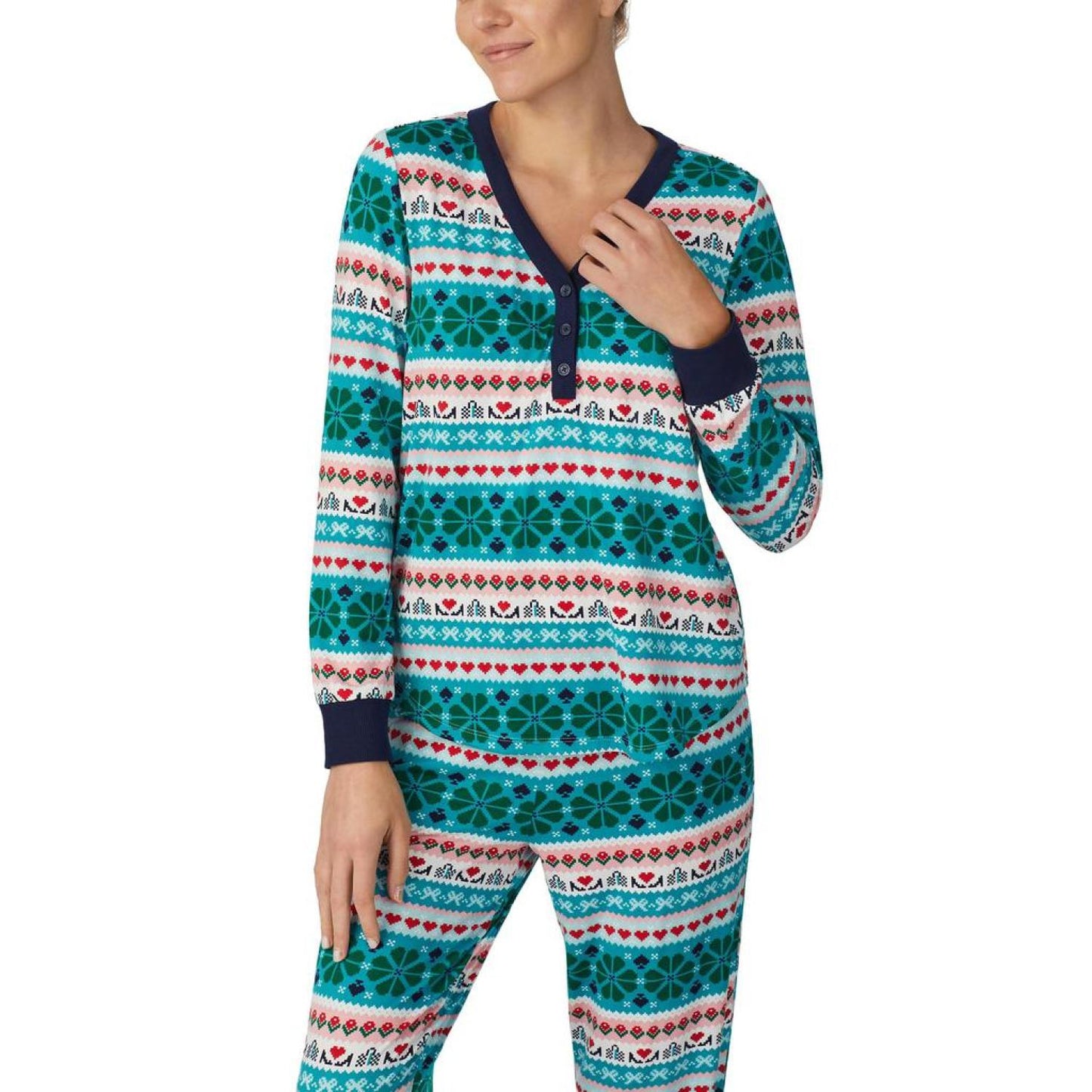 Cozy Brushed Jersey Long Sleeve Henley Joggers Set