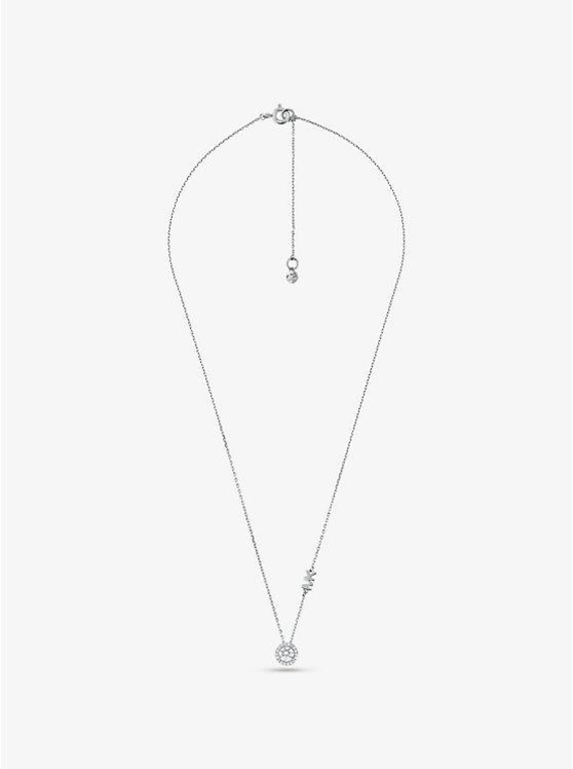 Precious Metal-Plated Sterling Silver Pavé Halo Necklace