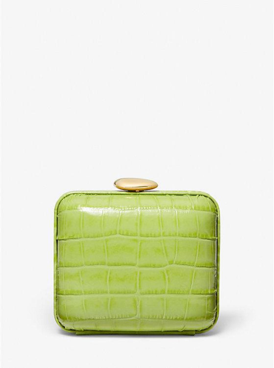 Tina Mini Crocodile Embossed Leather Minaudiere