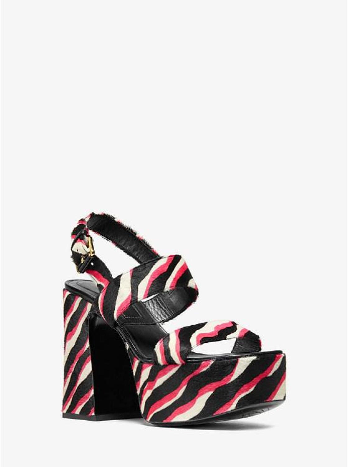 Blaire Zebra Calf Hair Platform Sandal
