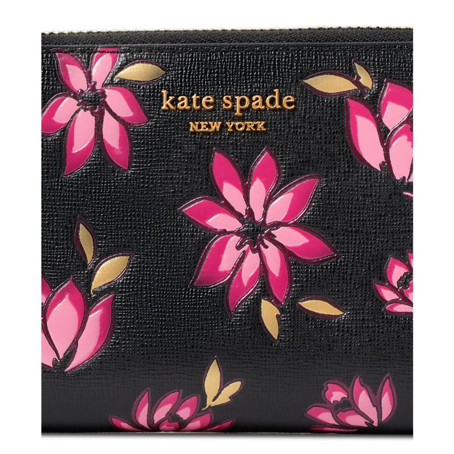 Morgan Winter Blooms Embossed Saffiano Leather Zip Around Continental Wallet