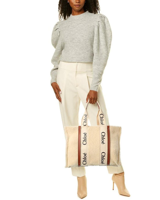 Chloé Woody Large Shearling & Leather Tote