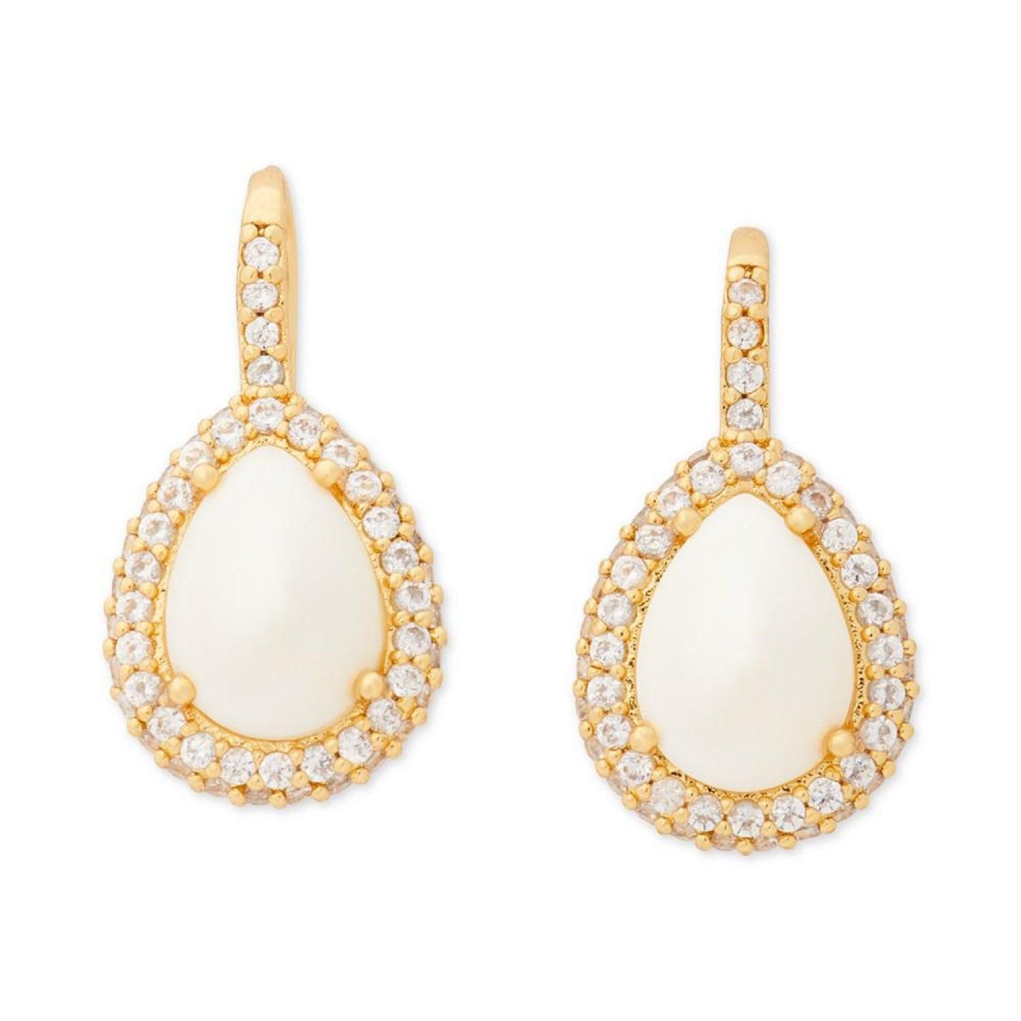 Pavé & Pear-Shape Stone Halo Drop Earrings