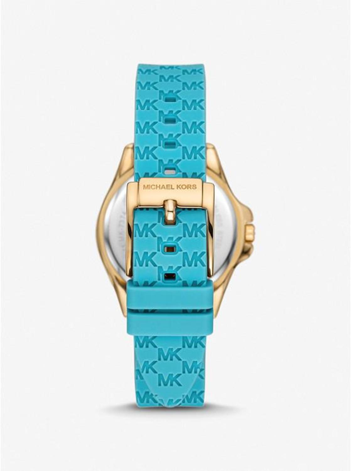 Mini Pilot Pavé Gold-Tone and Logo Silicone Watch