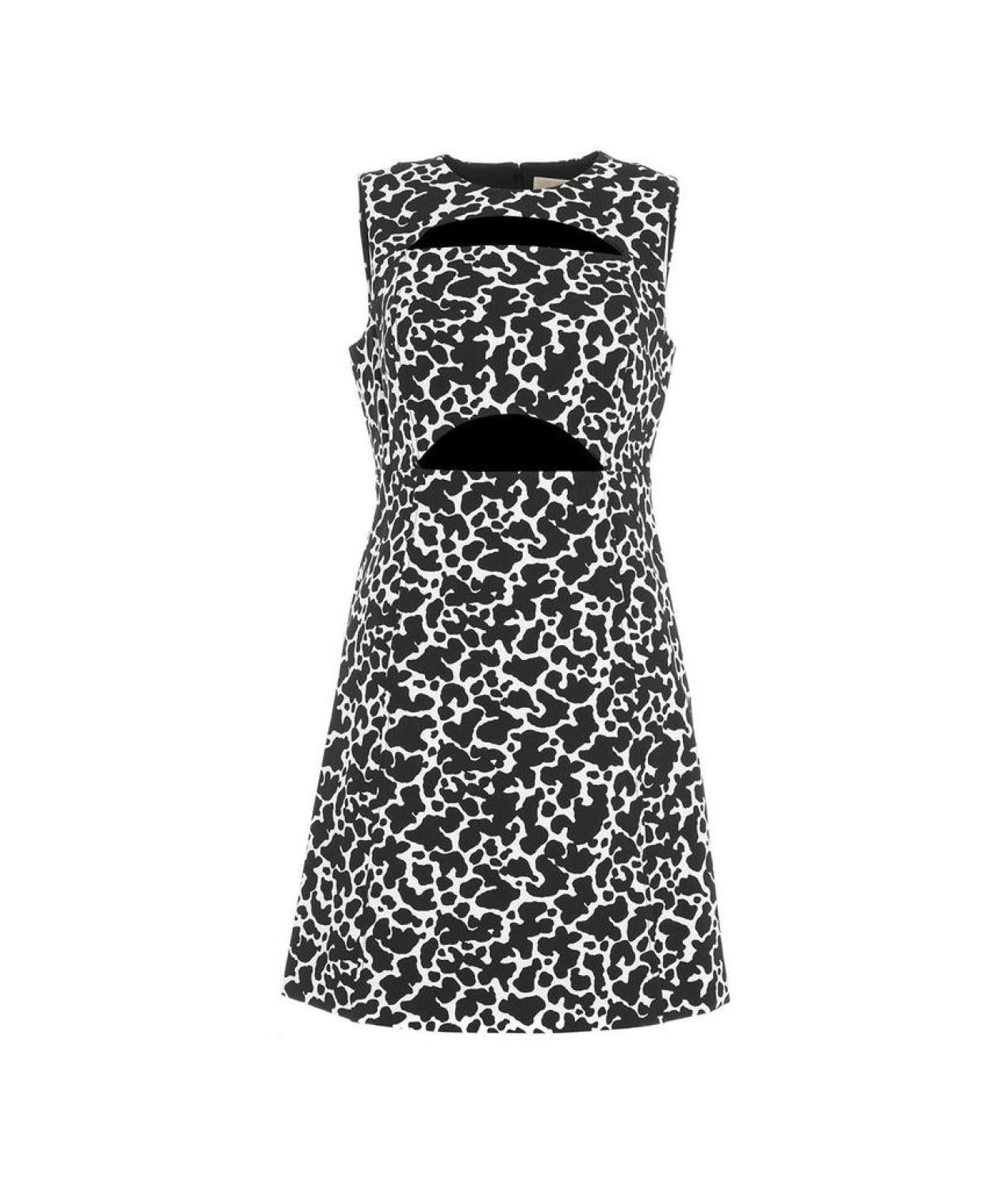 michael kors cut out dress Pleated Georgette Cutout Dress, CERISE