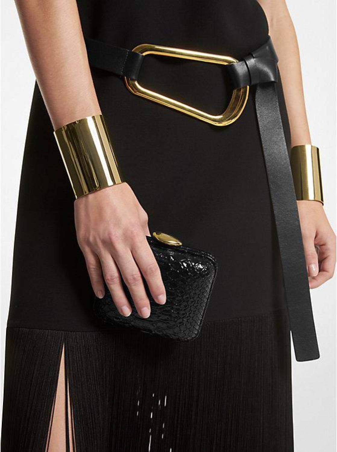 Tina Mini Python Embossed Leather Minaudière