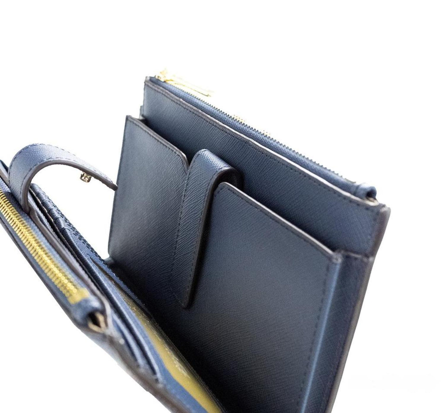 Michael Kors Jet Set Travel Navy Saffiano Leather Large Double Zip Wrist Women's Wallet