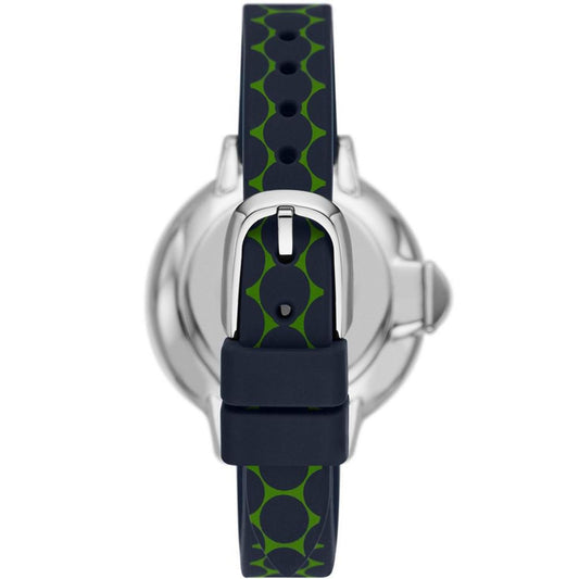 Women's Park Row Three Hand Quartz Blue and Green Silicone Watch 34mm