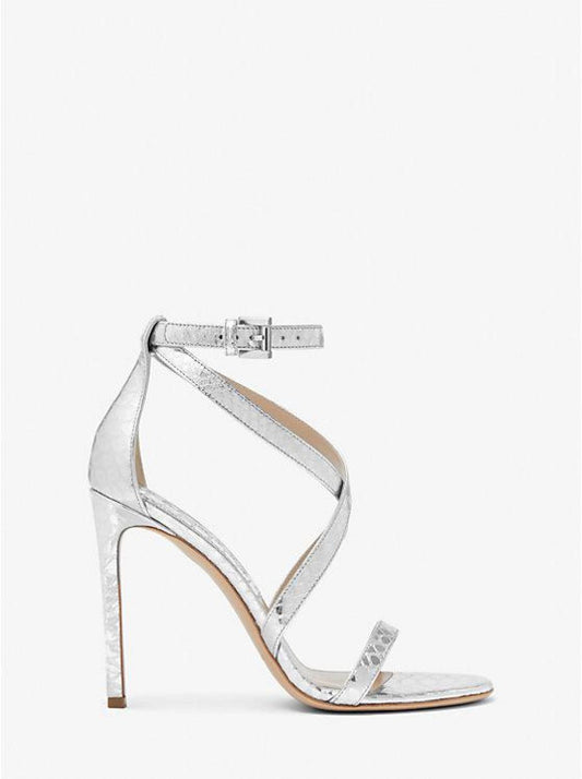 Ingrid Metallic Python Embossed Leather Sandal