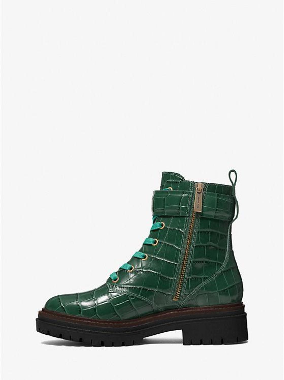 Stark Crocodile Embossed Leather Combat Boot