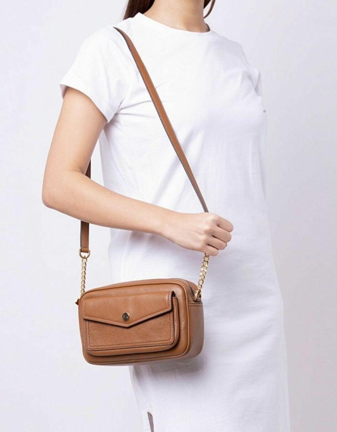 Michael Kors Signature Logo Jet Set Chain Pocket Crossody Bag