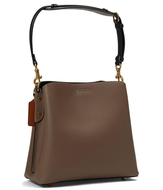 Color-Block Leather Willow Bucket