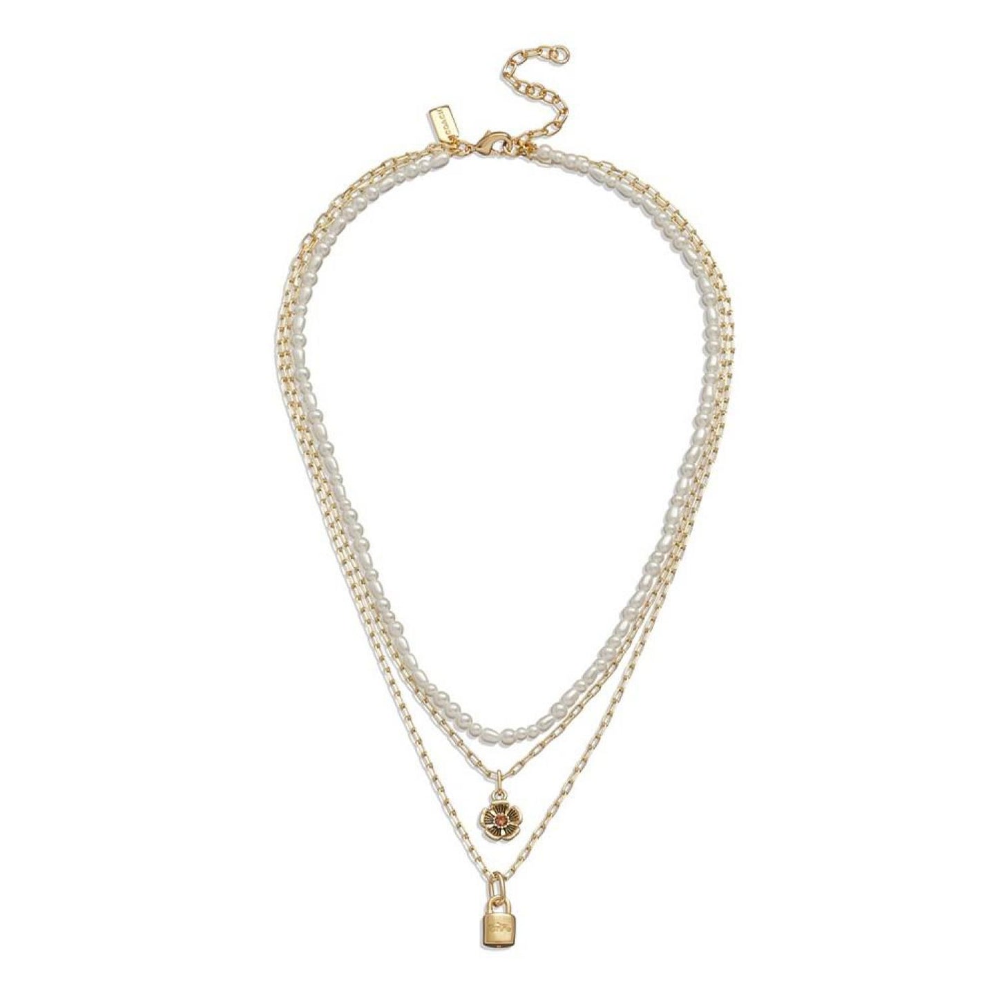 Faux Stone Signature Imitation Pearl Layered Necklace