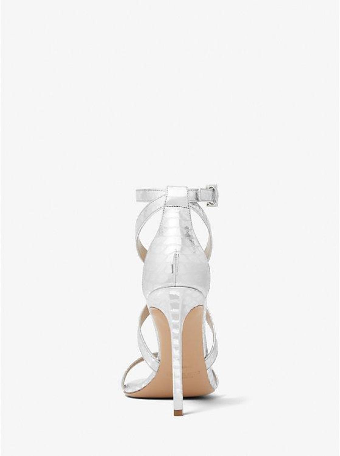 Ingrid Metallic Python Embossed Leather Sandal