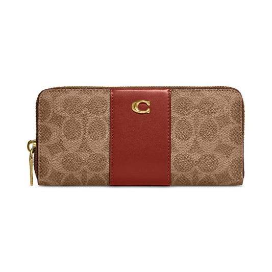 Coated Canvas Signature Slim Accordion Zippered Wallet