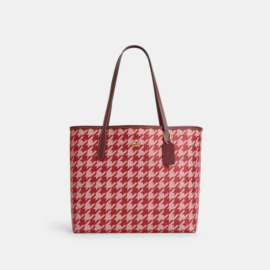 Coach Outlet City Tote With Houndstooth Print