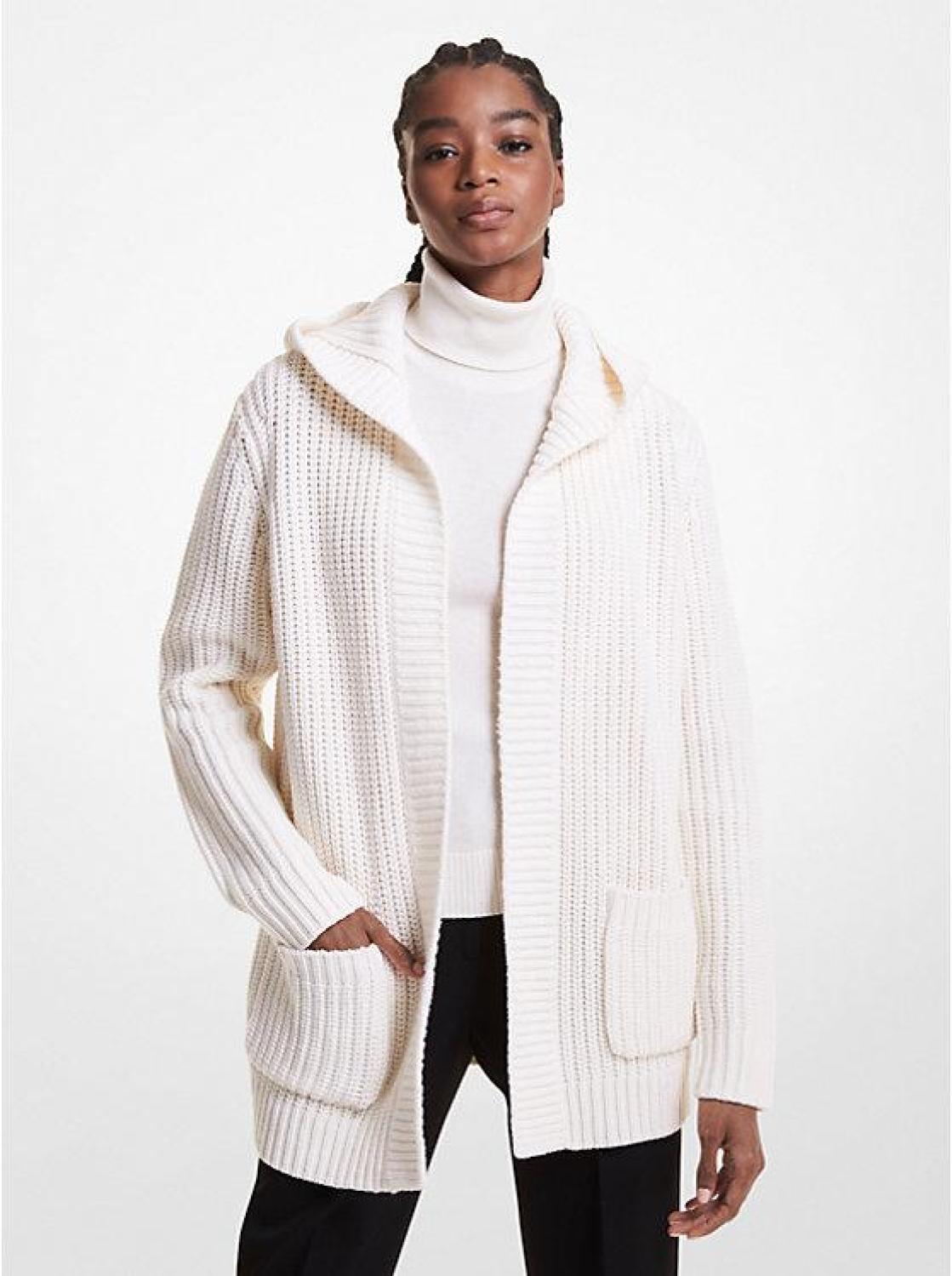 Shaker Knit Cashmere Hooded Cardigan