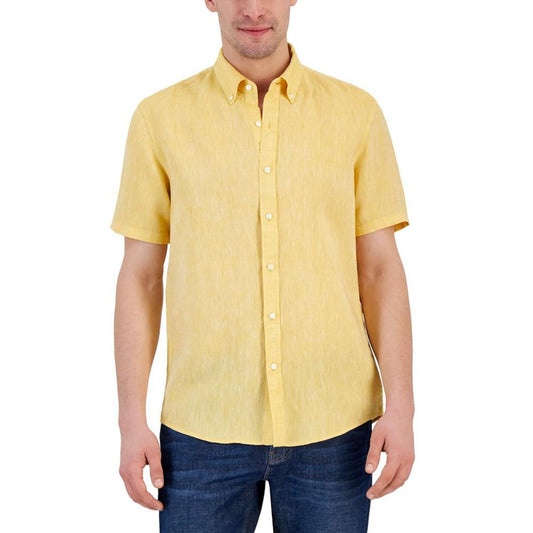 Men's Slim-Fit Yarn-Dyed Linen Shirt