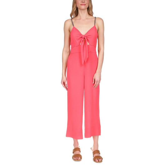 Women's Sleeveless Solid Crepe Self-Tie Jumpsuit