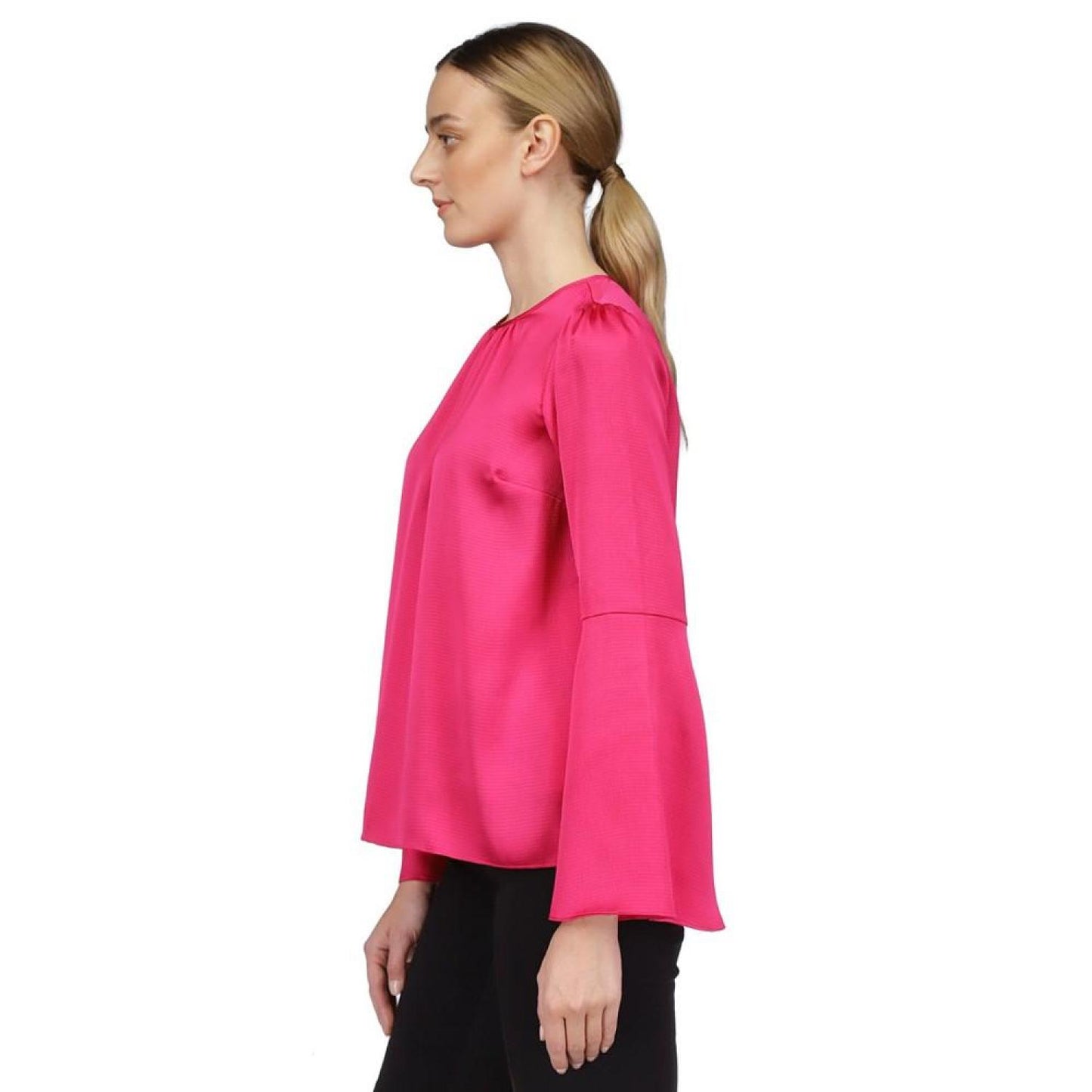 Women's Hammered-Satin Bell-Sleeve Top