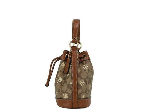 COACH Dempsey 15 Small Snowflake Print Coated Canvas Bucket Women's Bag