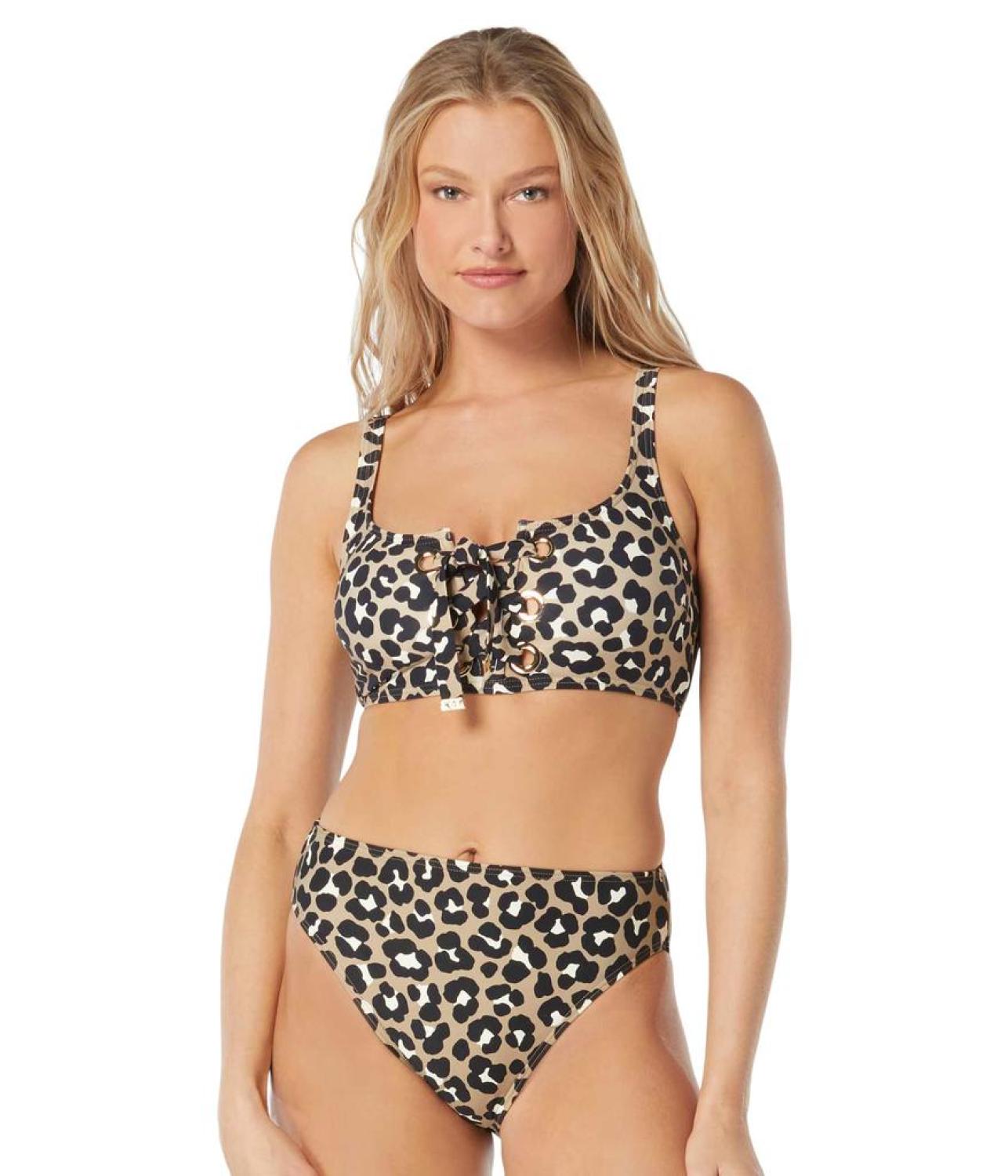 Graphic Cheetah Lace-Up Bralette Top