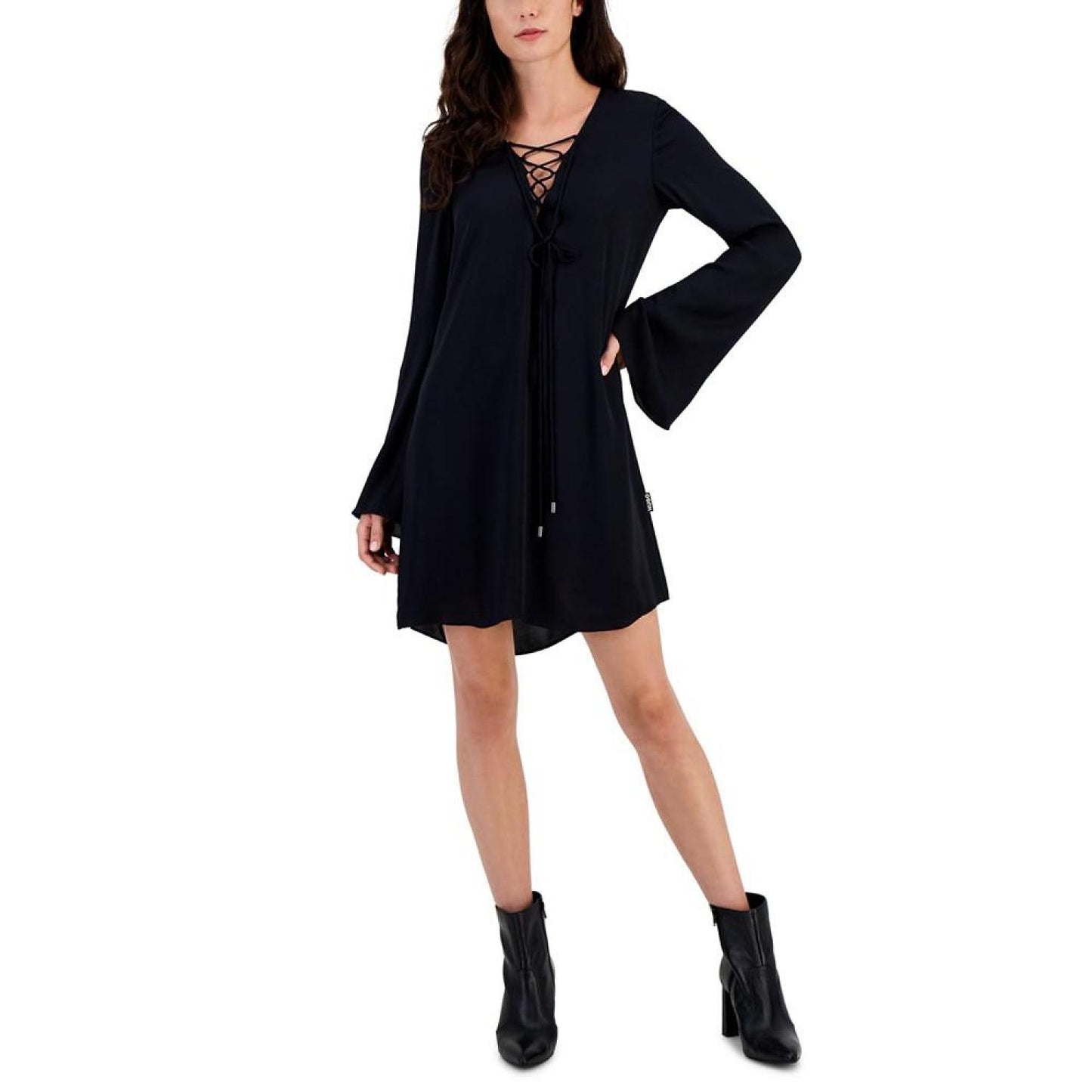 Women's Lace-Up Long-Sleeve Dress
