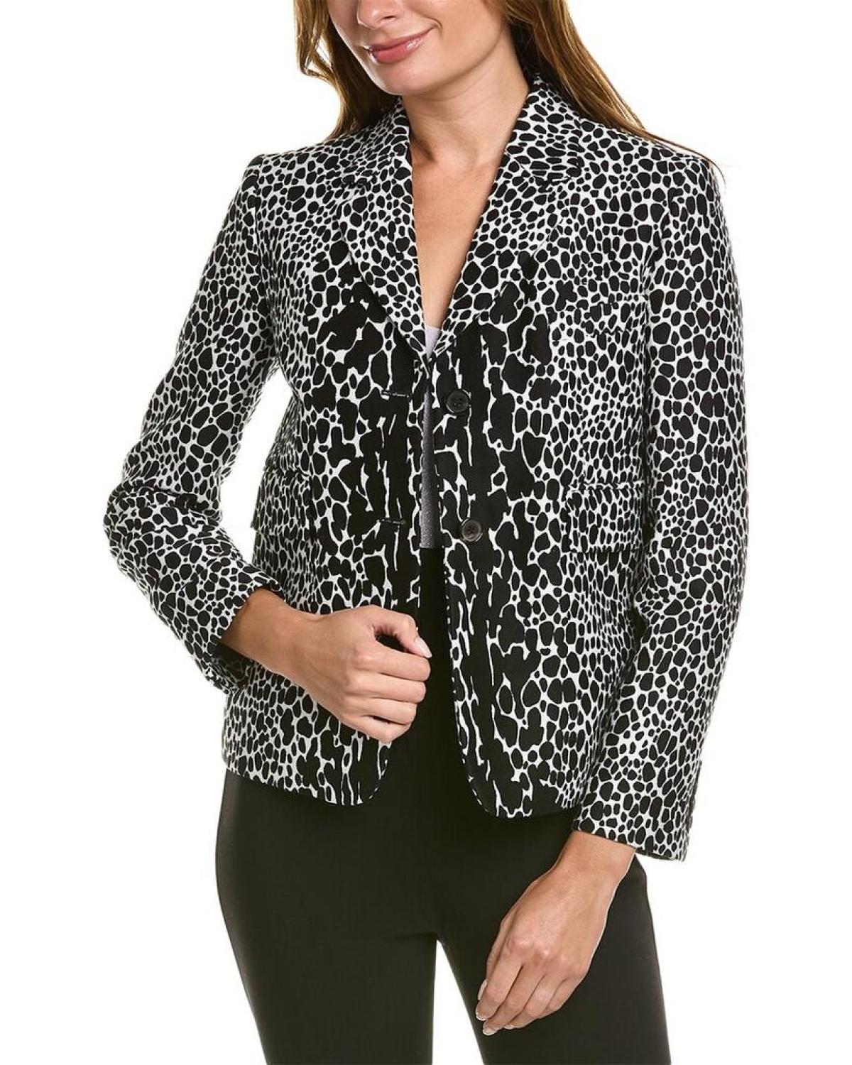 Michael Kors Jacquard Ocelot Silk-Blend Jacket