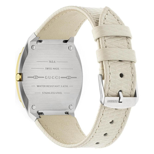 Women's Swiss 25H White Leather Strap Watch 34mm
