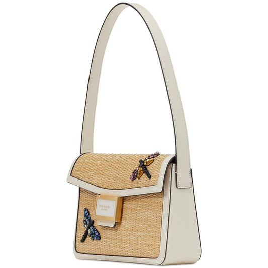 Katy Dragonfly Embellished Straw Small Shoulder Bag