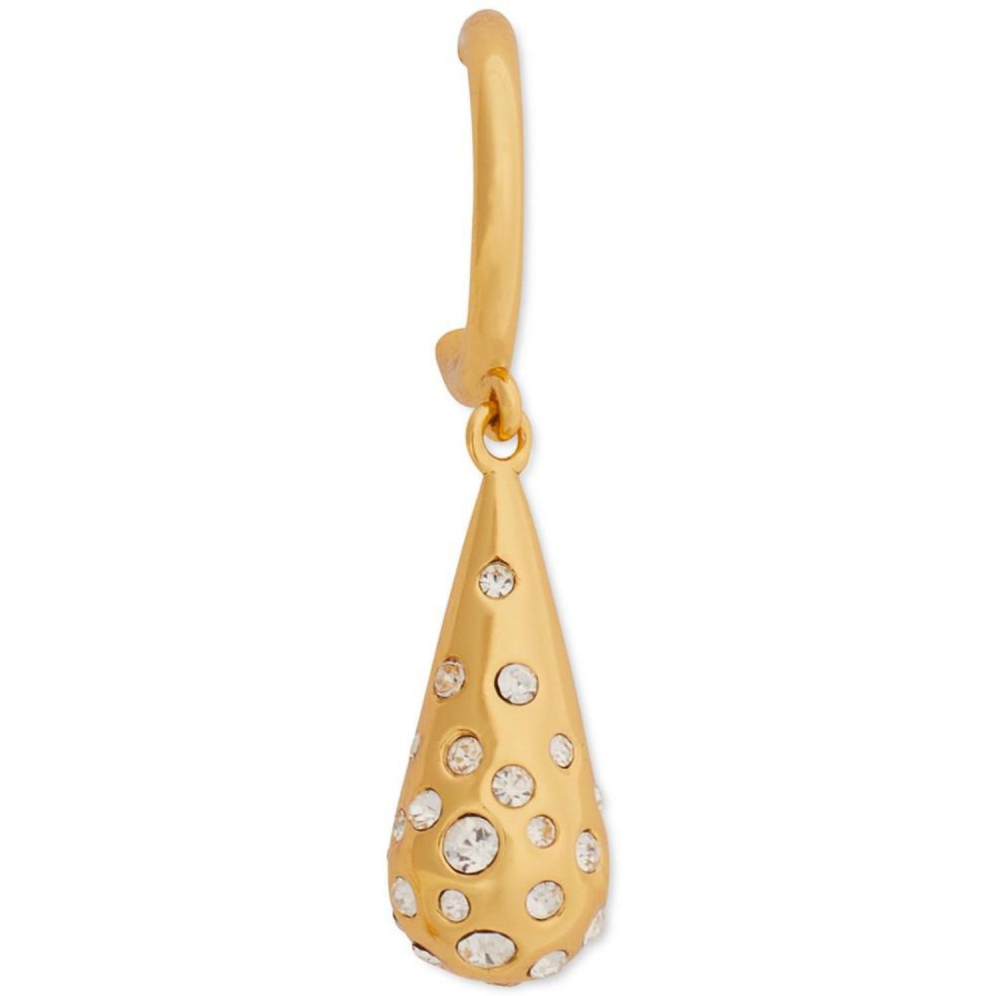 Gold-Tone Pavé Tear-Shape Charm Huggie Hoop Earrings