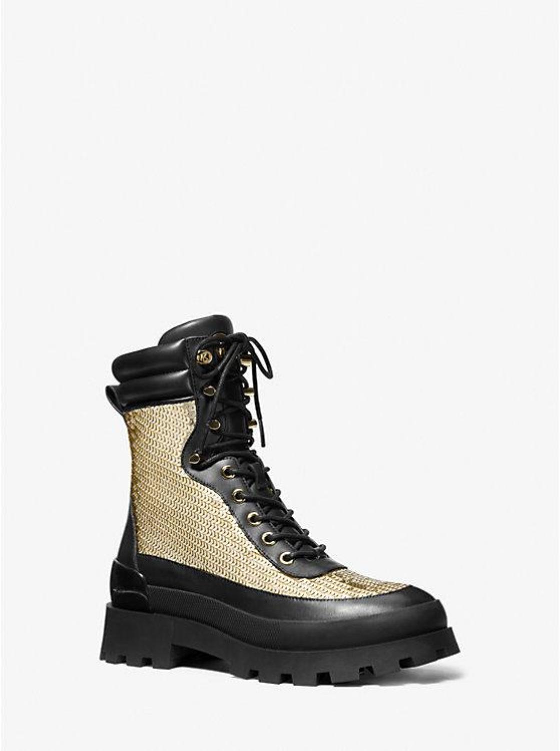 Rowan Embellished Leather Lace-Up Boot