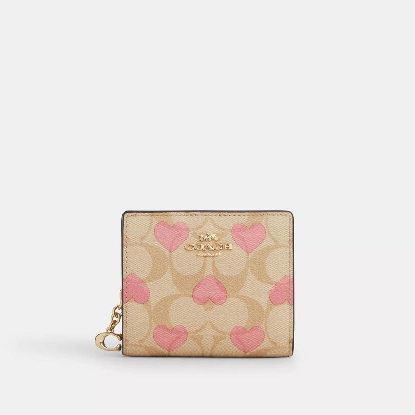 Coach Outlet Snap Wallet In Signature Canvas With Heart Print
