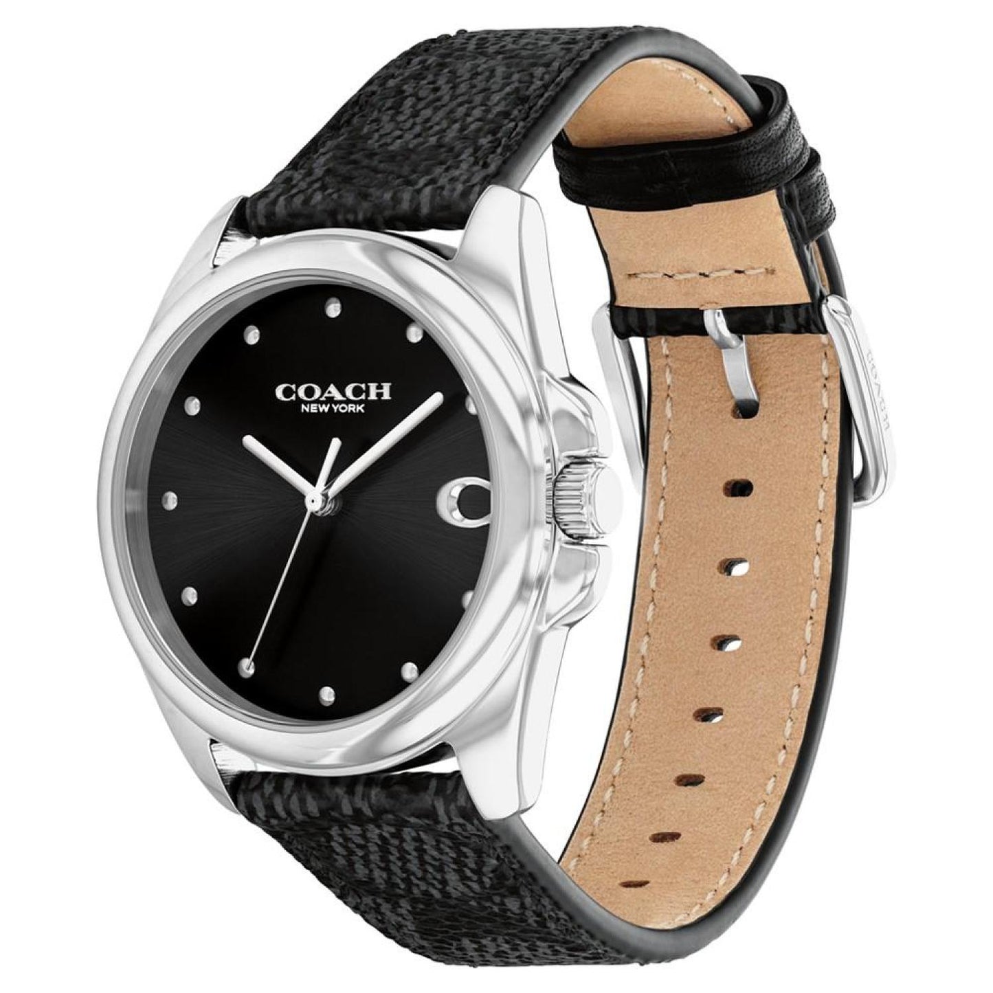 Women's Greyson Quartz Black Leather Strap Watch 36mm