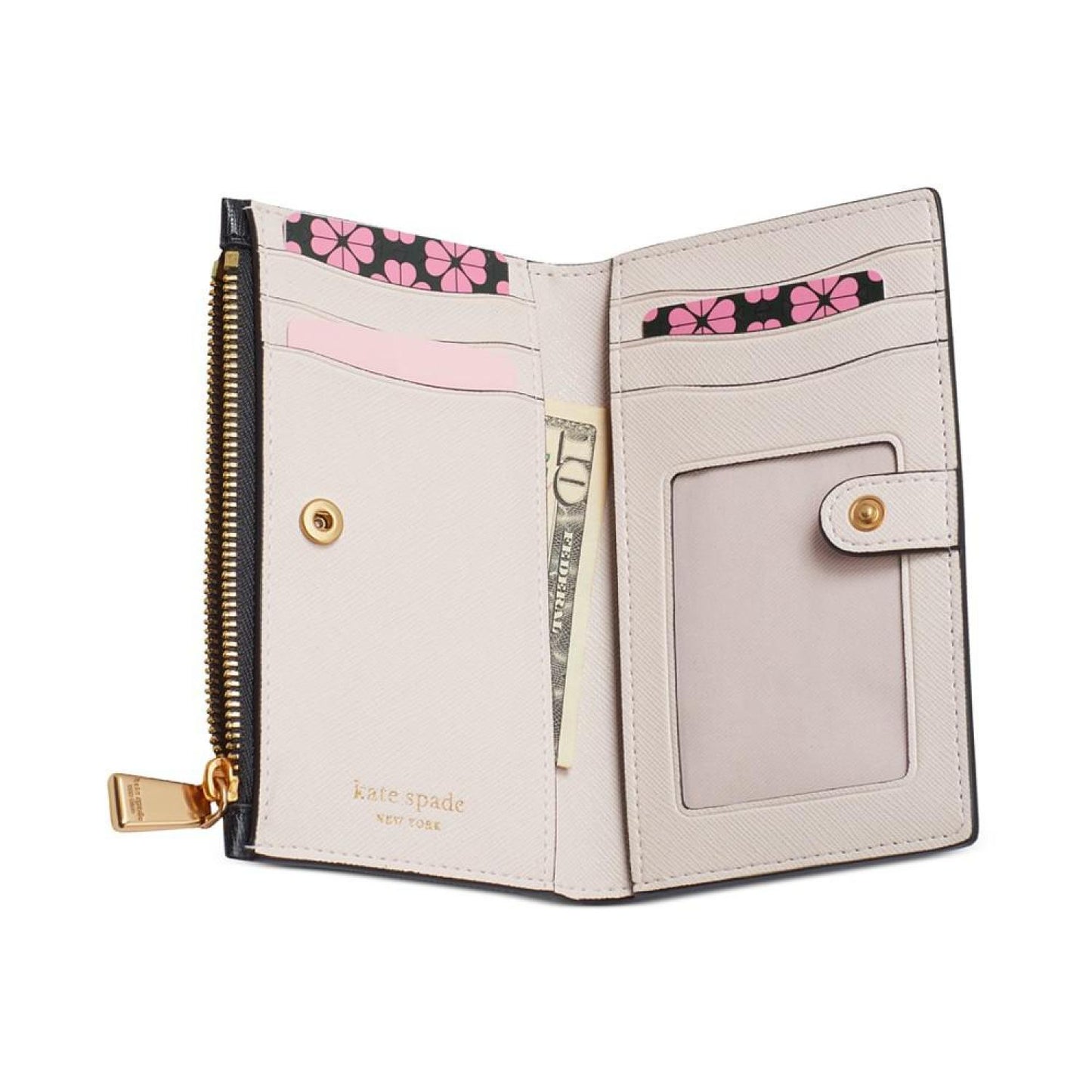 Morgan Colorblocked Saffiano Leather Small Slim Bifold Wallet