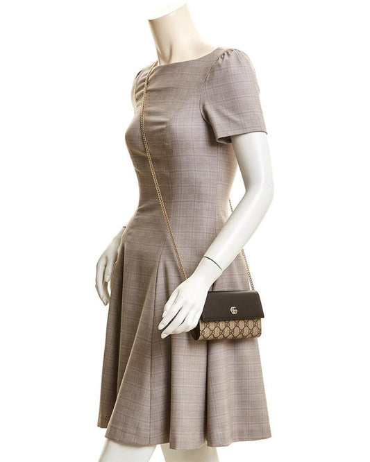 Gucci GG Marmont GG Supreme Canvas & Leather Wallet On Chain