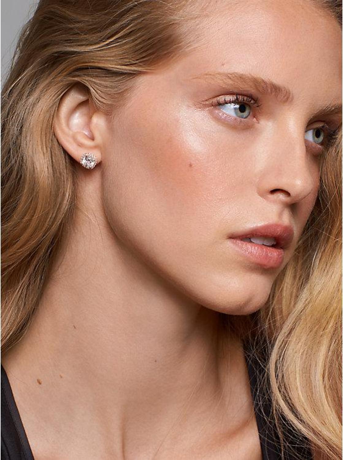Precious Metal-Plated Sterling Silver Pavé Stud Earrings