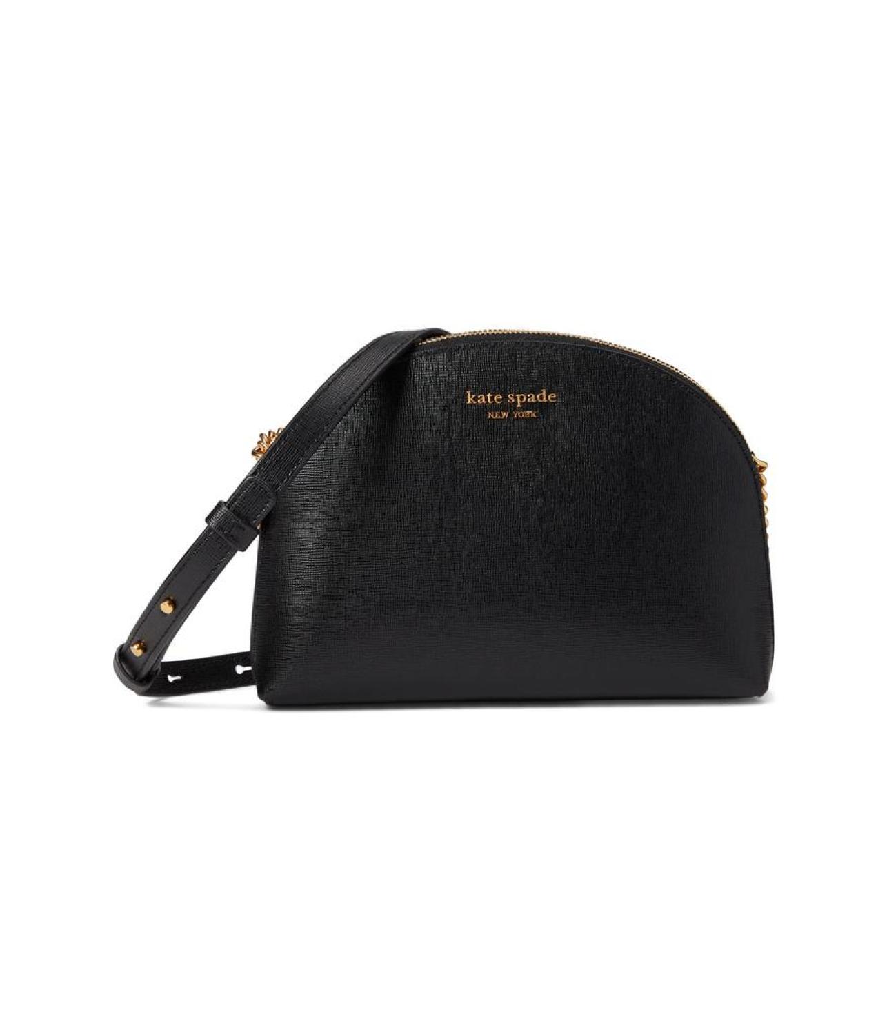 Morgan Saffiano Leather Double Zip Dome Crossbody