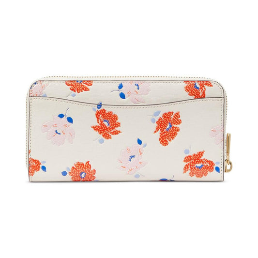 Morgan Dotty Floral Embossed Saffiano Leather Zip Around Continental Wallet