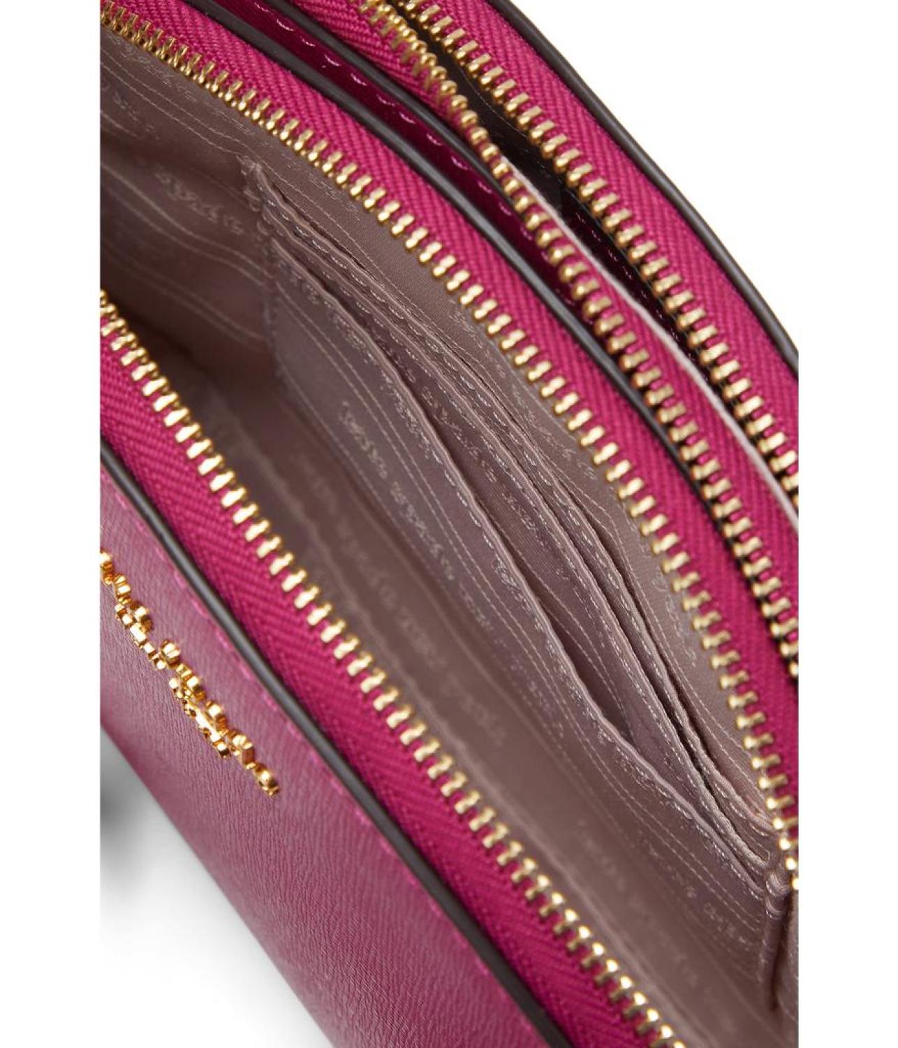 Morgan Saffiano Leather Double Zip Dome Crossbody