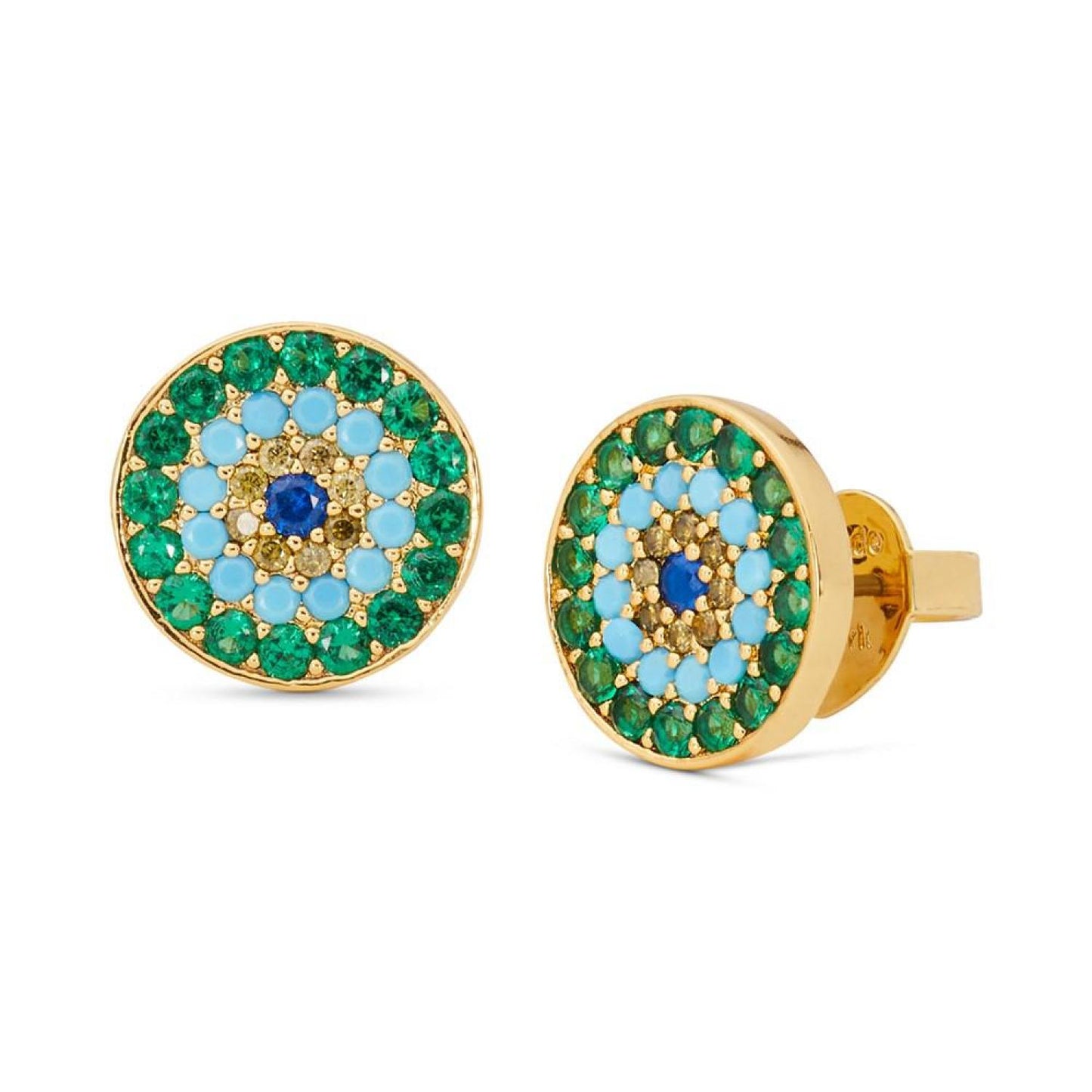 Gold-Tone Pavé Multicolor Evil Eye Stud Earrings