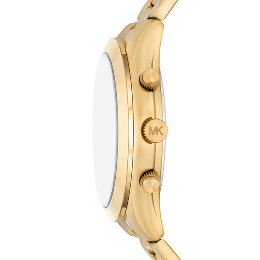 Men's Slim Runway Quartz Chronograph Gold-Tone Stainless Steel Watch 44mm and Slim Card Case Set