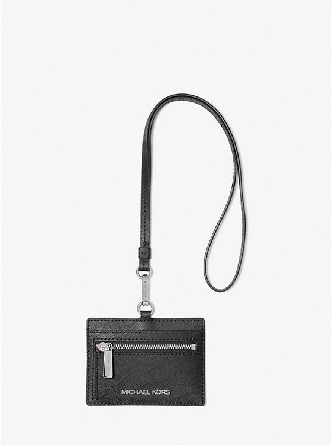 Jet Set Travel Saffiano Leather Card Case Lanyard