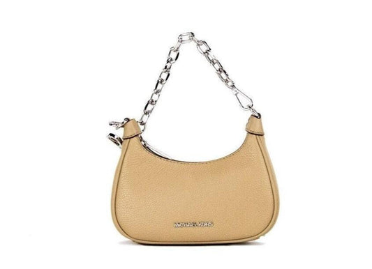 Michael Kors Cora Mini Camel Pebbled Leather Zip Pouchette Crossbody Women's Handbag