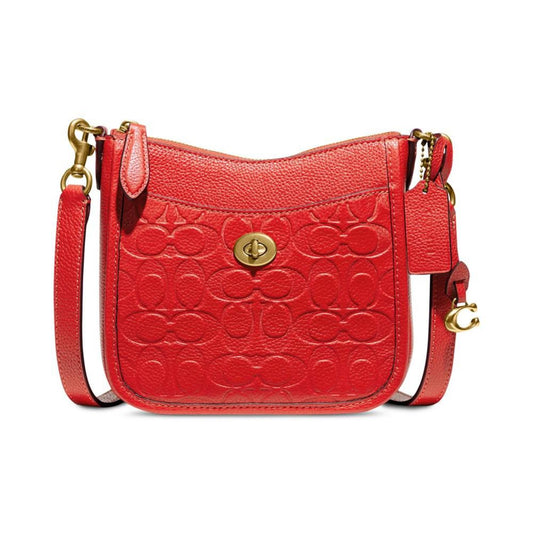 Embossed Signature Leather Chaise Crossbody 19